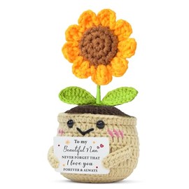 QMVMV Handmade Sunflower Crochet Nan Gifts from Grandson Granddaughter - Birthday Christmas Thanksgiving for Nan