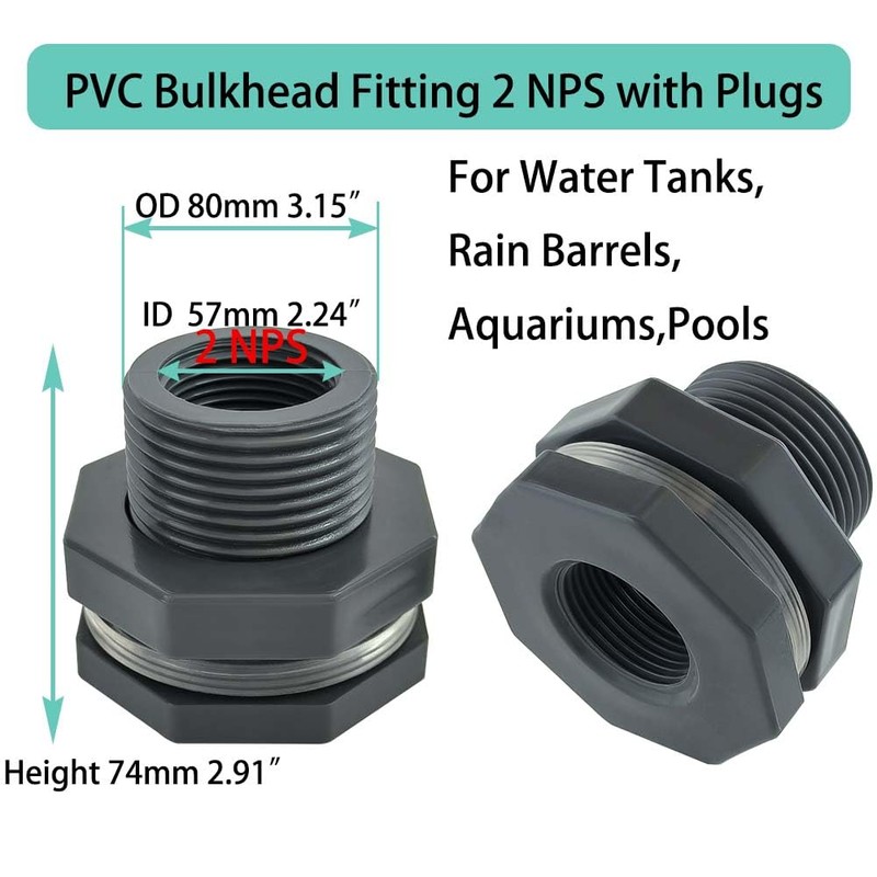 YSIL PVC Bulkhead Fitting 2 Inch Female Water Tank Connector