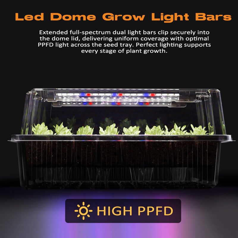 Patigrow 80-Cell Self-Watering Seed Starter Tray with Grow Light, Seed