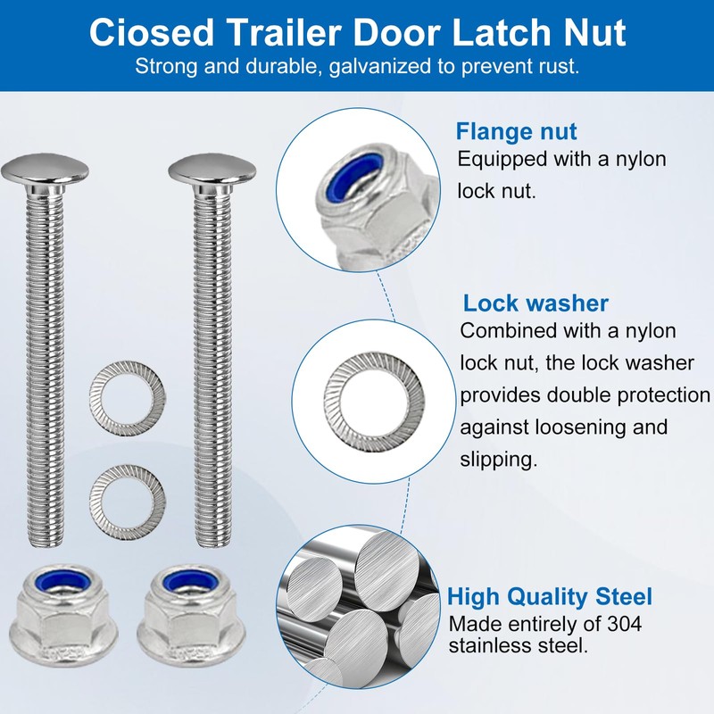 DAOSEC Heavy-Duty Cargo Trailer Door Latch Hasps (All 304 Stainless