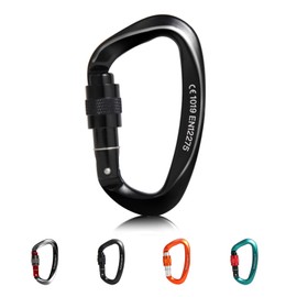 D.E. Carabiner, Ultra Lightweight, High Strength, CE Certified, Large, 25 KN/Small 16 KN, Aluminum, D-Ring Type, Lock, Mountaineering Button, For Outdoors, Hammocks, Camping, Climbing, Backpack Hooks,
