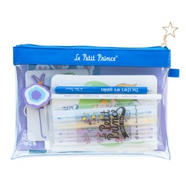 Grupo Erik Schreibwaren Der Kleine Prinz Ballpoint Pen Pencil with Eraser - Large Pencil Case - Paper Clips - 4 Highlighters - Sticky Notes