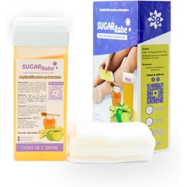 Cera Depilatoria Orgánica en Roll-On Sugar Babe, Con Bandas Reutilizables