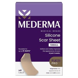 Mederma Hoja de silicona de grado médico para cicatrices pequeñas, 1.4 x 3 pulgadas (4 unidades), para cicatrices de lesiones, quemaduras y cirugía