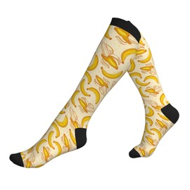 FATTTYCY Yellow Banana Compression Socks 15-20 mmHg For Women And Men