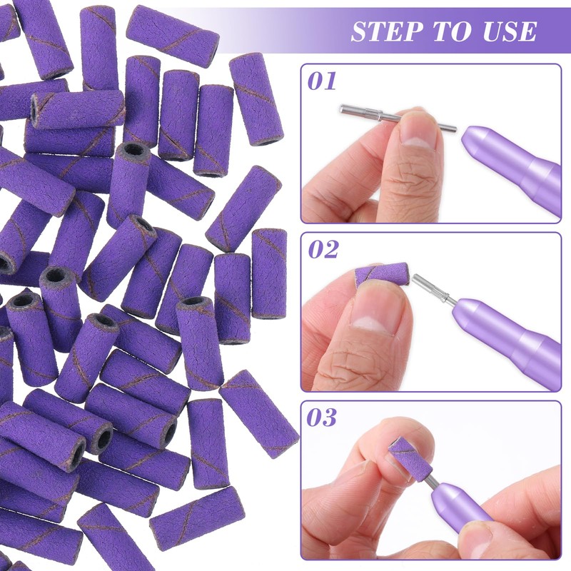 Pack of 100 Sanding Sleeves Nail Cutter 180 Sanding Sleeves