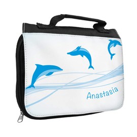Toiletry Bag with Name Anastasia and Dolphin Design for Girls Toiletry Bag with First Name Wash Bag for Children