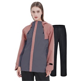 TopKylin Raincoat, Women's, Rainwear, Top and Bottom Set, Rain Suit, Golf, Kappa, Rainwear, Windbreaker, Rain Jacket, Outdoor, Bicycle, Commuting to Work or School, dark grey, M