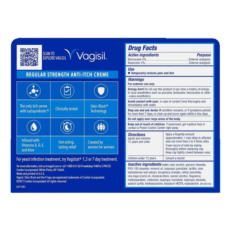 Vagisil Crema Para Aliviar La Picazón Y Ardor Vaginal 28g