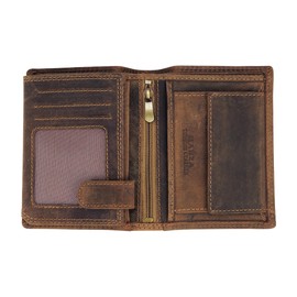 Men's Leather Wallet with RFID Protection - Genuine Leather Wallet for Men - Extra Sturdy Double Stitching - 13 Slots for Credit Cards - Wallet in Portrait Format, brown, Classic