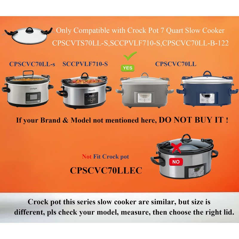 Oval Slow Cooker Lid with Sealing Ring and Buckle Compatible