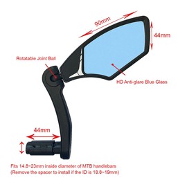 Hafny NEW Bar End Bike Mirror, HD Automotive Grade Glass Lens, Shatterproof, Adjustable Cycle Mirror, E-Bike Mirrors, HF-M900RB-FR04