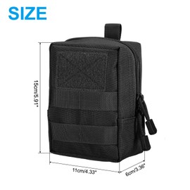 PATIKIL 15x11x6cm Dump Pouch, Folding Dump Waist Bag Roll-Up Drawstring Utility Tool Storage Pack Backpack Accessories Shooting Climbing Outdoor Sports Bag, Black