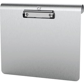 MAUL MAULmedic clipboard for hanging, writing board, DIN A4 landscape, anodised aluminium/stainless steel, plate thickness 0.12 cm, clamp width 0.8 cm, silver