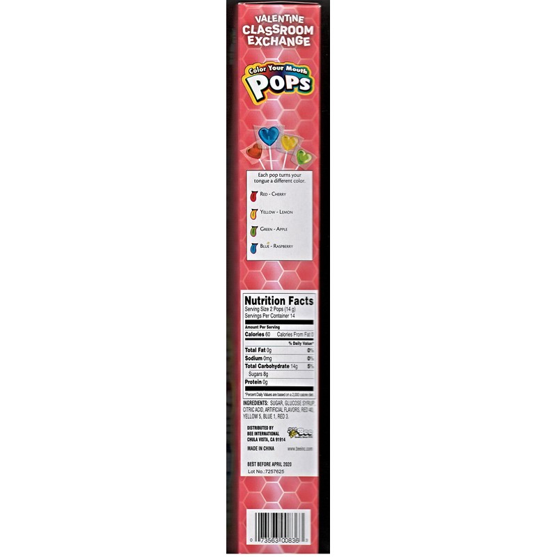 Bee International, Color Your Mouth Pops Pops, 6.9 Ounce