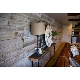 Vintage Harvest Whitewashed Reclaimed Barn Wood Wall Planks- Rustic Kiln Dried Wood Panels, Easy to Install, DIY Accent Wall for Your Home (10 Square ft.)