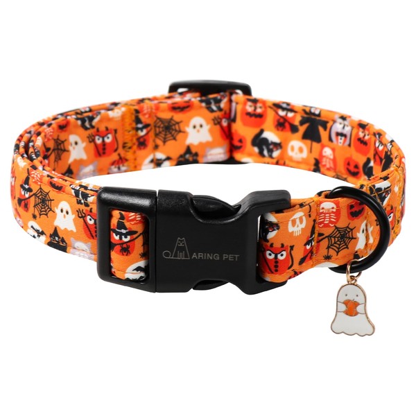 ARING PET Halloween Dog Collar, Ghost Pumpkin Spider Web Skeleton