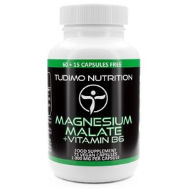 Magnesium Malate Vegan Capsules and Vitamin B6 – 150mg of Elemental Magnesium with Vit B6 – 75 pcs (2+ Month Supply) of Rapidly Disintegrating Caps, 150 mg of Magnesium Mineral + B6 Powder