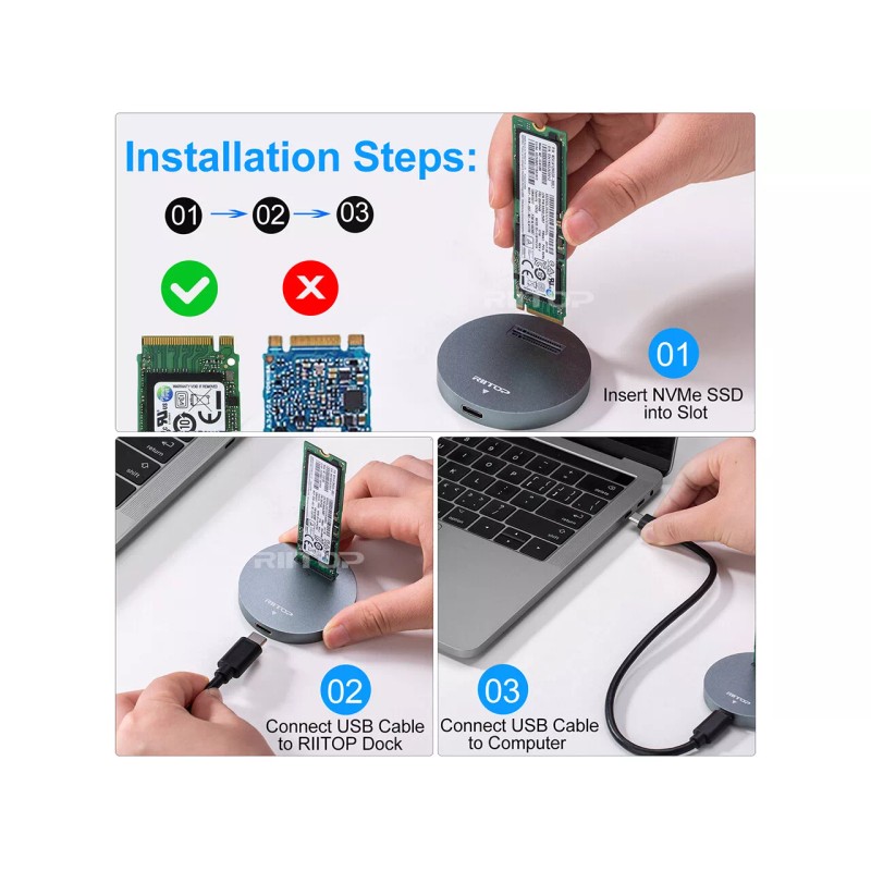 RIITOP M.2 NVMe SSD to USB C 3.1 Docking Adapter