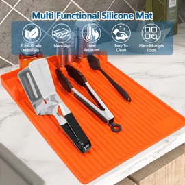 MAXTBEE Silicone Griddle Mat for Blackstone - BBQ Grill Accessory with Drip Pad & Spatula Holder - Ideal for Outdoor Cooking & Kitchen Counter