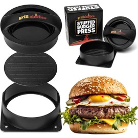 Grillaholics Prensa para Hamburguesas Rellenas - Garantía Extendida - Molde de Hamburguesas para Asar - Accesorios para Parrilla