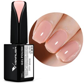 VENALISA 15ml Jelly Pink Gel Nail Polish, Neutral Jelly Nude Pink Gel Polish Sheer Pink Translucent Color Soak Off UV LED Nail Gel Polish Nail Art Starter Manicure Salon DIY at Home, 0.53 OZ