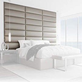 Vänt Upholstered Wall Panels - Queen/Full Size Wall Mounted Headboards - Metallic Neutral - Pack of 4 Panels (Each Individual Panel 30"x11.5")