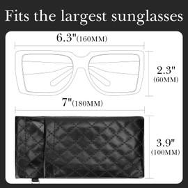 Linkidea Extra Large Sunglasses Bag, Vegan Leather Sunglasses Organizer Soft Pouch Compatible with GG0595S GG0875S RB4098 RB3825 RB4376 PO3352S PO3328S PO3311S (XXL, Black), Black, black