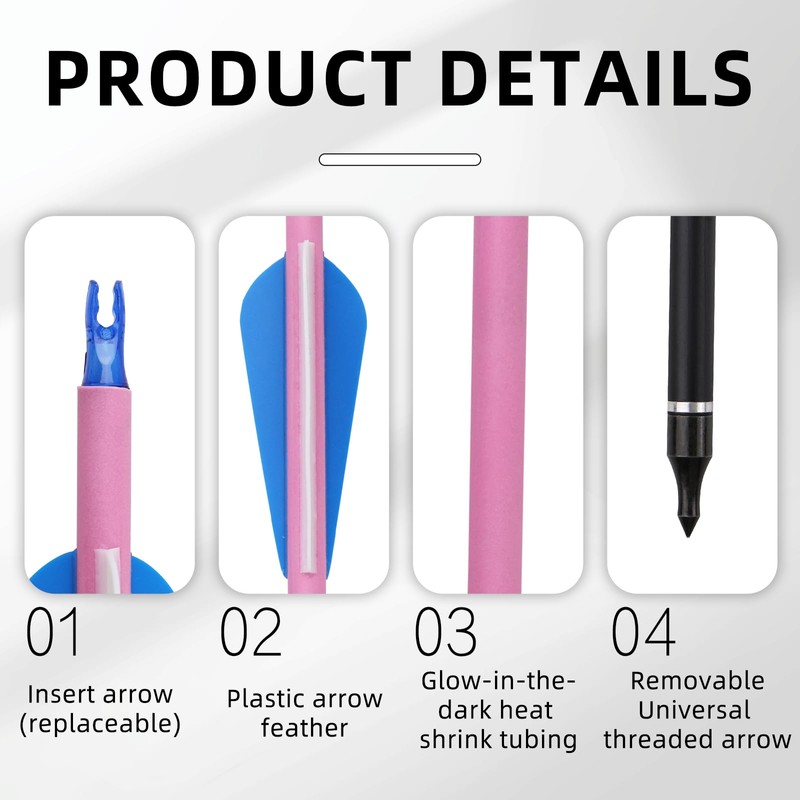 30 inch Carbon Arrow Practice Hunting Arrow, with Detachable tip,