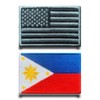 2 Pcs America Philippines Flag USA Flag Patch Embroidered Fastener