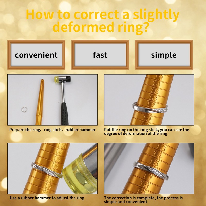 3pcs / Set Ring Mandrel Sizer Finger Measuring Stick Handle