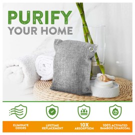 Charcoal Odor Absorber for Strong Odor (Large, 12 Pack, 100g each), Perfect for Smelly Shoes, Bamboo Charcoal Air Purifying Bag, Activated Charcoal Odor Absorber for Closet, Shoe, Car, Odor Deodorizer