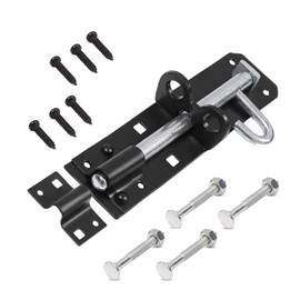 Brenton Bolt Sliding Door Lock for Bedroom Patio Door Security - 6” (152mm) Heavy Duty Zinc Plate Galvanised Gate Latch Garden Shed Gate Bolts for Wooden Gates (Black)