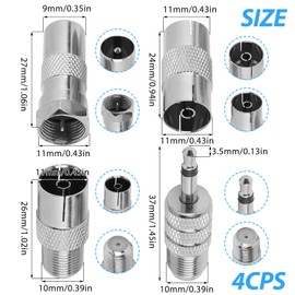 LUCTHY 4Pcs TV Aerial Adapter Kit, F Male to PAL TV Female Coaxial Connector, 3.5mm Coax Adapter for Satellite, Antenna & Aerial Cables, Nickel-Plated Brass, 75 Ohm, Tool-Free Installation