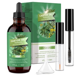 Castor Oil Cold Pressed Castor Oil, 118 ml, Pure Castor Oil, 100% for Eyelashes, Eyebrow Enhancer, Beard Growth, Hair Growth, Stimulates, Nails, Face, Vegan, No Animal Testing, No GMO