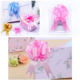 30 Pack Large Ribbon Pull Bows in Plastic Box, Wrap Present Decoration Pull Bows for Bouquets Arrangements Wedding And Party Wall Décor(Pink)