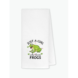 FULSOE Just A Girl Who Loves Highland Frogs Kitchen Towels Dishcloths 24"x16",Cute Green Frog Dish Towels Bath Towels Hand Towels,Gifts for Frog Lovers Girls Women