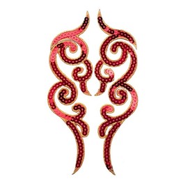 5 Pair of Embroidery Sequin Applique Sewing Flower Fabric Collar Patch Motif Wedding Bags Dress Pillow Sewing Accessories Embellishment (Red)