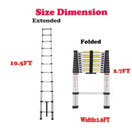 10.5FT Ladder Multi Purpose for DIY Household Home Office EN131 Stander Stabilizer Ladder with 11 Steps