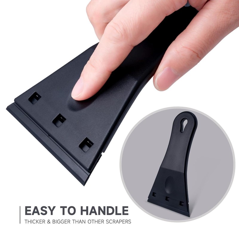 Black Glass Scraper, 3.1" x 5.7" Window Scraper, Ceramic Hob