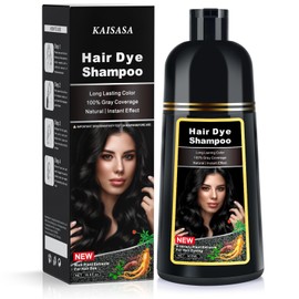 Kaisasa Black Hair Dye Shampoo for Women and Men, Hair Color Shampoo for Gray Hair Coverage, Permanent Shampoo Hair Dye for Color Treated Hair, Natural Herbal Ingredients -16.9 FL OZ