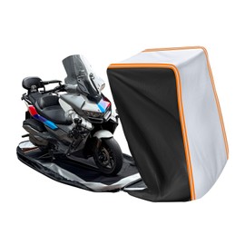 FJWDSC Full Enclosed Motorcycle Cover Waterproof Outdoor/Indoor Storage Waterproof Motorcycle Cover Heavy Duty with Reflective Strips Fits Moped/Scooter/Cruisers/Sport Bikes Length up to 86.5"