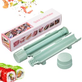 FrZslpka Sushi Maker Sushi Roller, Sushi Making Kit with Sushi Bazooka, 2-in-1 Sushi Roll Maker for Making Sushi at Home, Food Grade Non BPA Plastic Sushi Machine Mold for Beginners and Pros, Green