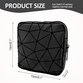 Desenda Makeup Bag Sanitary Napkin Storage Bag with Zipper, Waterproof Women Period Bag Feminine Product Pouch Tampon Sanitary Pad Pouch Cosmetic Organizer Bag for Teen Girl Gift - Black