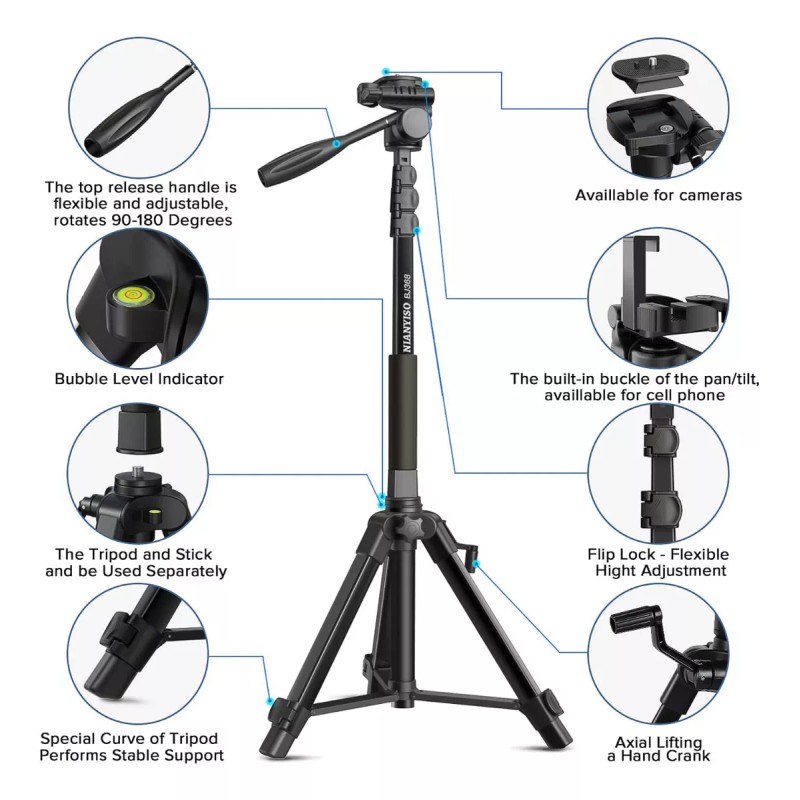 NIANYISO Tripie Tripoide 69'' Tripode P/binoculares Camaras