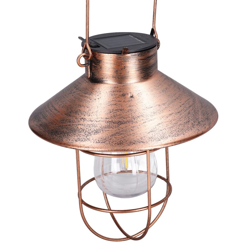 Solar Hanging Light Decorative Iron Frame LED Outdoor Retro Lantern