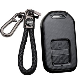 TECART Key Case Cover Fit for Honda Civic Key Fob Keychain Key Shell Holder Carbon Fiber ABS Accessories 2/3/4 Buttons, 2 Button-Black a, 2 Button