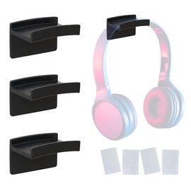 Headphone Holder Wall Mount, 4-Pack Adhesive Headset Hooks for Desk or Wall, Universal Headphone Hanger for Gaming, Office & Studio, Space-Saving Stand for Wired & Wireless Headsets