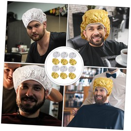 DECHOUS 12pcs Reusable Aluminum Foil Deep Conditioning Caps for Hair Styling for Hair Spa Coloring and Perms Quality Heat Insulation and Easy to Clean Gold Silver