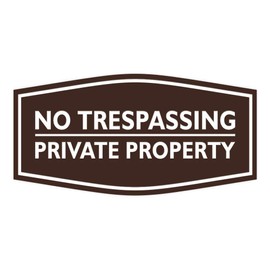 Signs ByLITA Fancy No Trespassing Private Property Sign (Dark Brown) - Large